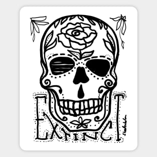 Skull Extinct (white version) Magnet